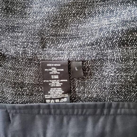 Theory Trucker Jacket Herring Melange Front Buttons Navy Blue Size Large Women's - Picture 10 of 12